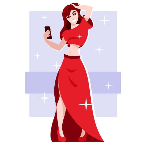 Influencer femenina tomándose una foto selfie