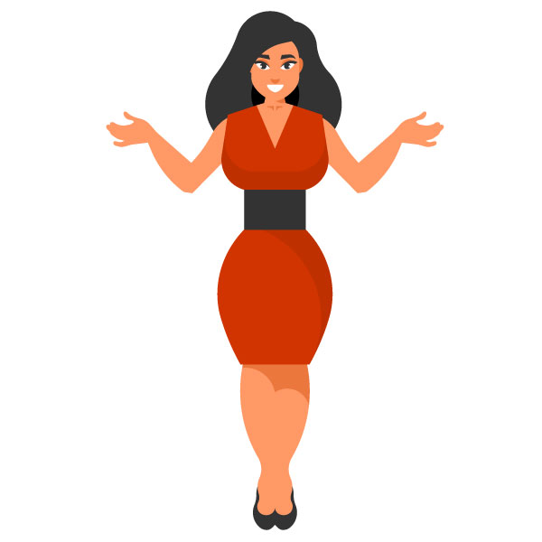 Una mujer con vestido rojo