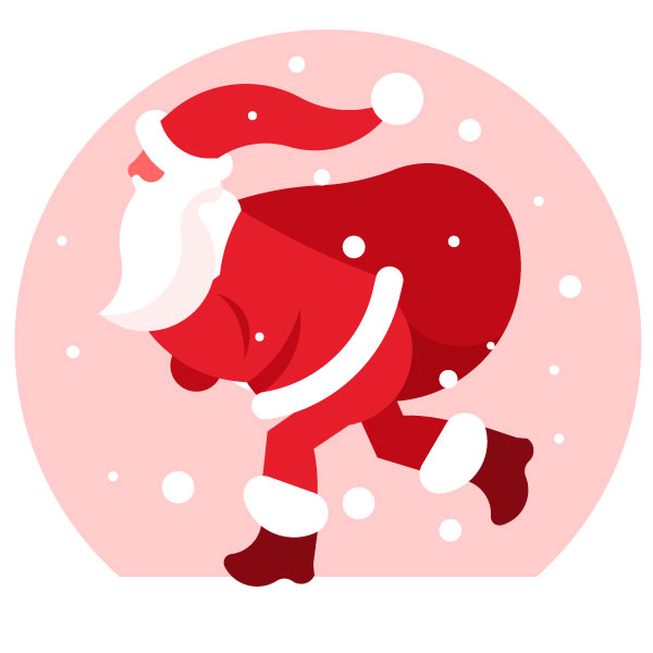 Papá Noel corriendo con una bolsa