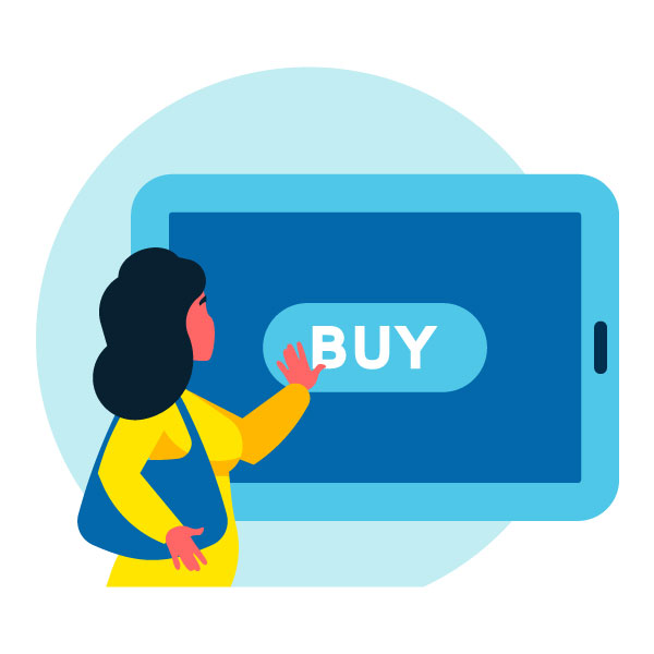 Frau kauft online ein