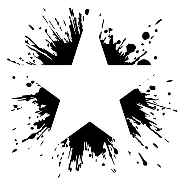 Forma de estrella con salpicaduras de tinta en el fondo