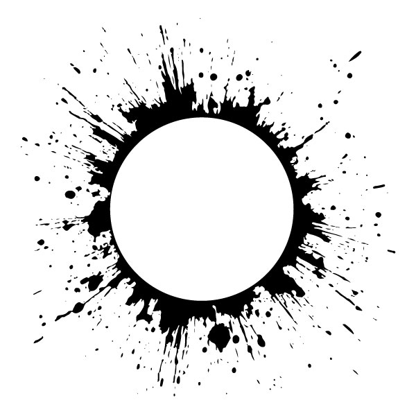 Círculo blanco con fondo de salpicaduras de tinta