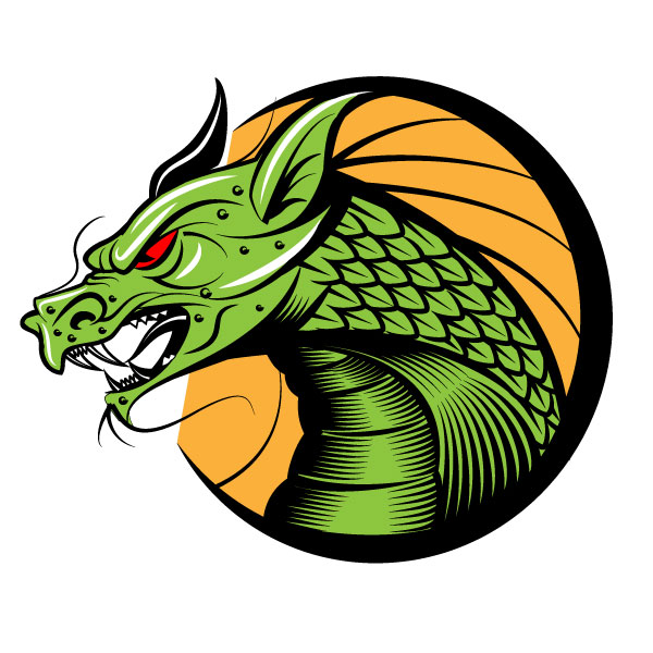 Dragón verde enojado