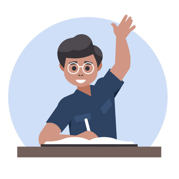 La pupila levanta la mano