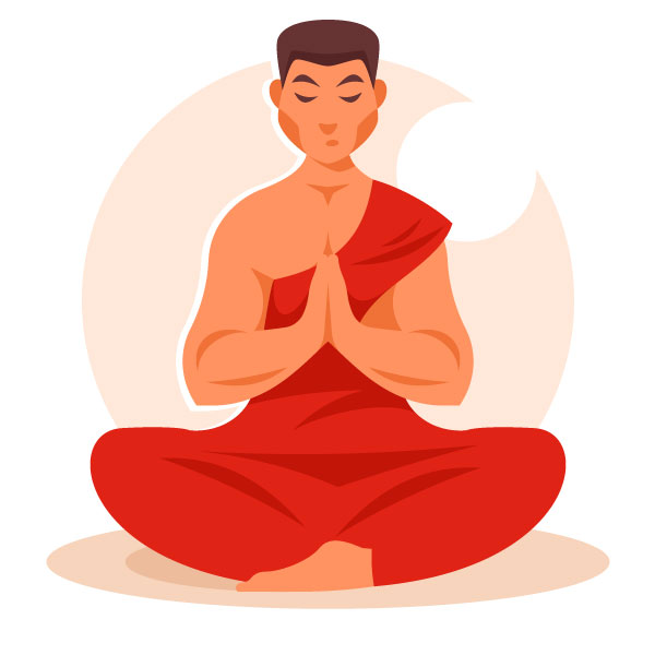 Peregrino budista rezando