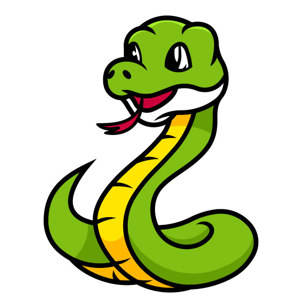 Linda serpiente verde de dibujos animados