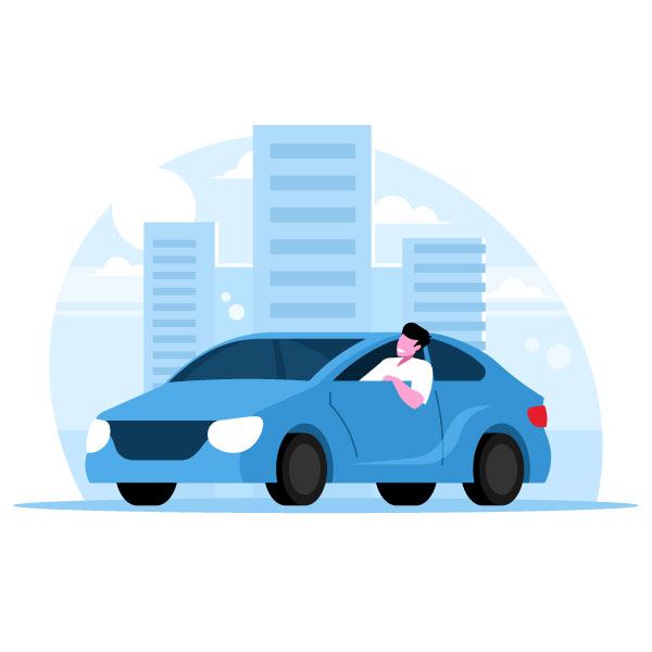 Fahrer schaut aus dem Autofenster