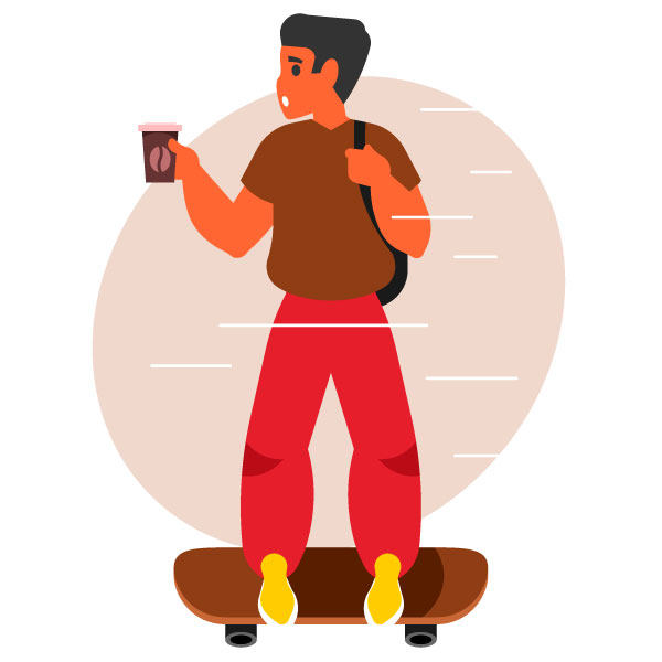 Skater con un café para llevar