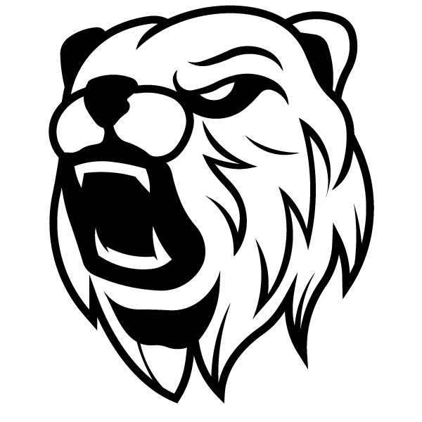 Silueta de cabeza de oso enojado