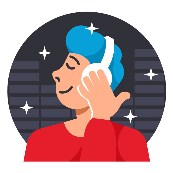 Mann hört Musik mit Kopfhörern