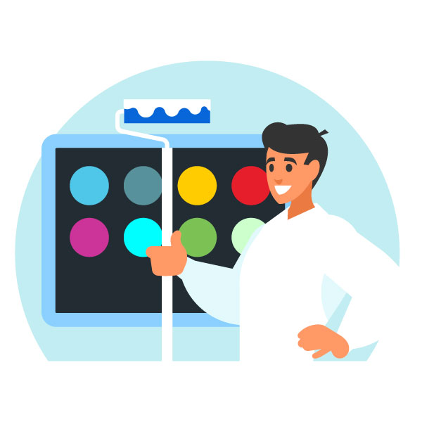 Diseñador que trabaja con colores