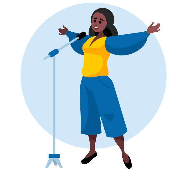 Mujer negra cantando