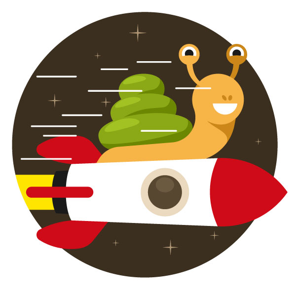 Caracol volando un cohete