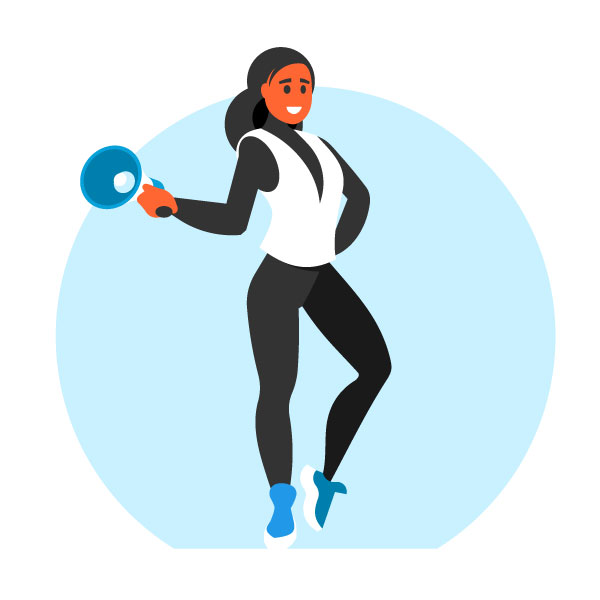 Promotora con megáfono