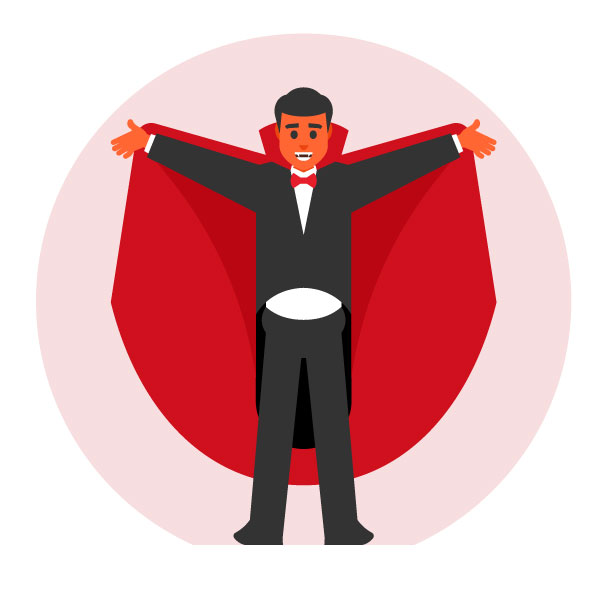 Vampiro con capa roja