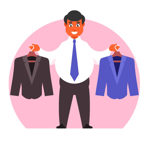 Hombre eligiendo entre dos palos