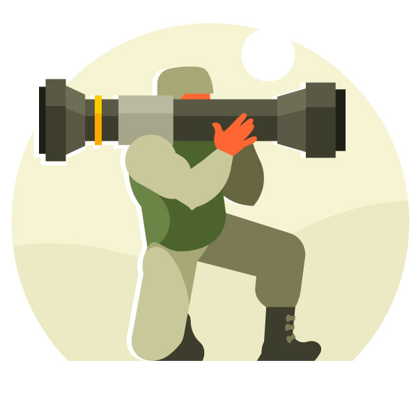 Soldado con un misil disparado desde el hombro