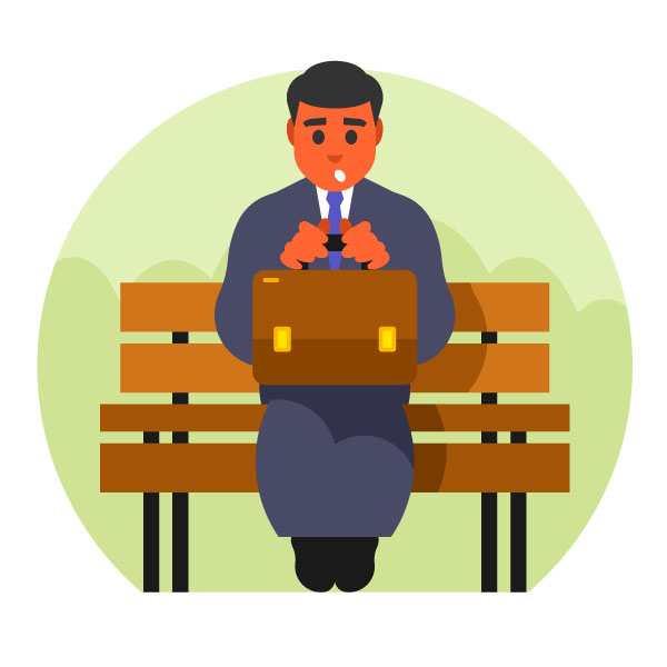 Empresario preocupado sostiene su maletín