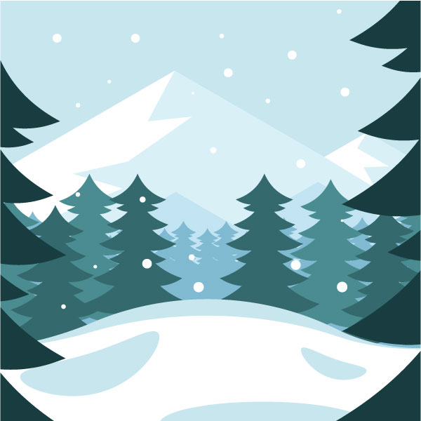 Bosque de pinos en paisaje invernal