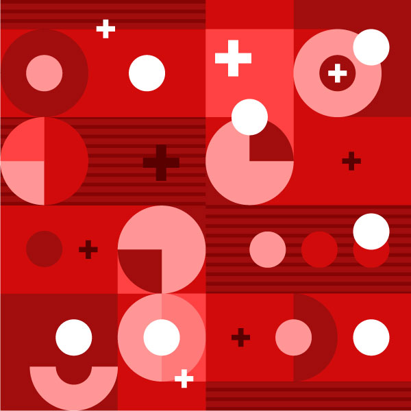 Diseño geométrico abstracto sobre fondo rojo