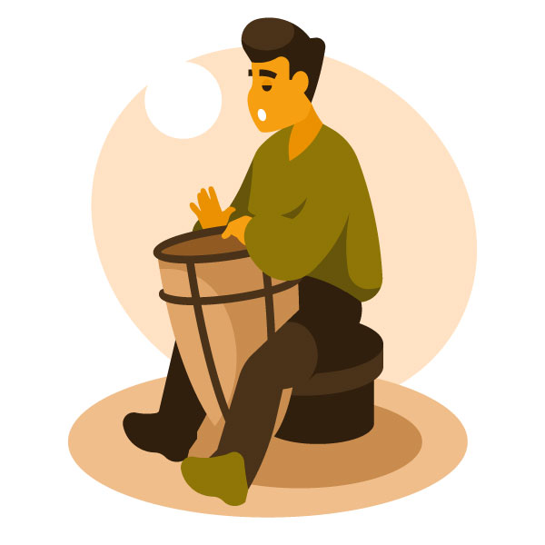 Mann spielt eine Conga-Trommel