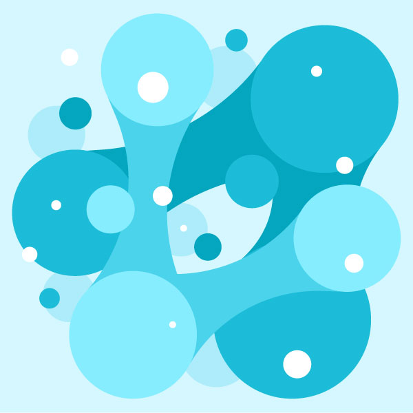 Círculos abstractos sobre fondo azul