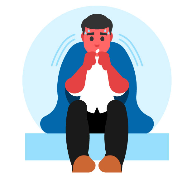 Hombre que sufre de fiebre alta