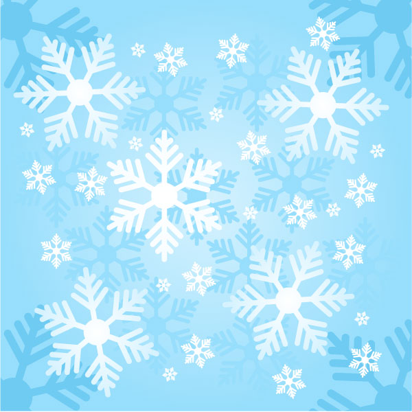 Schneeflocken auf hellblauem Hintergrund