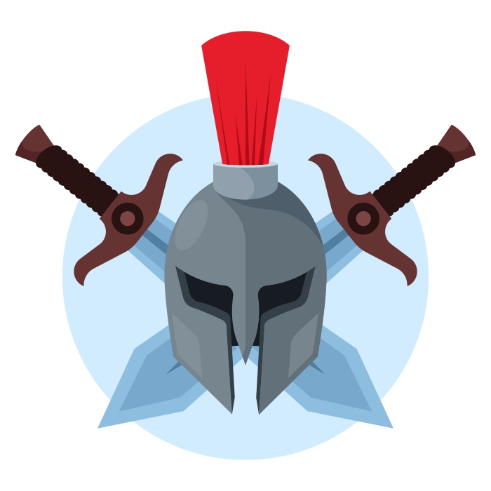 Ritterhelm und Schwerter