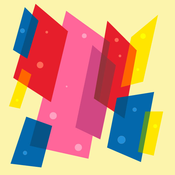 Gelber Hintergrund mit bunten Rechtecken