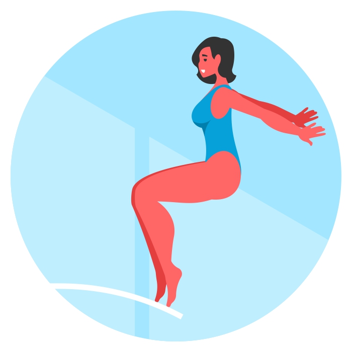 Mujer saltando de un trampolín