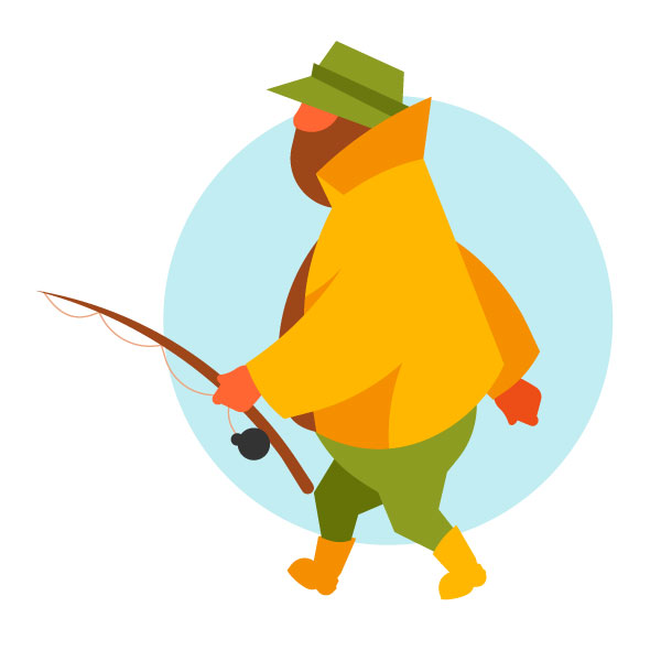 Fischer mit Angelrute