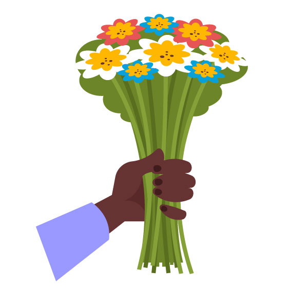 Schwarze Hand mit Blumen