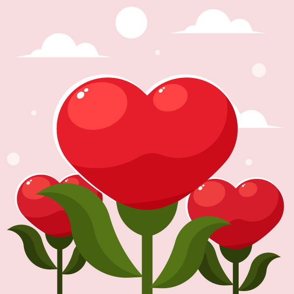 Herzförmige rote Blüten