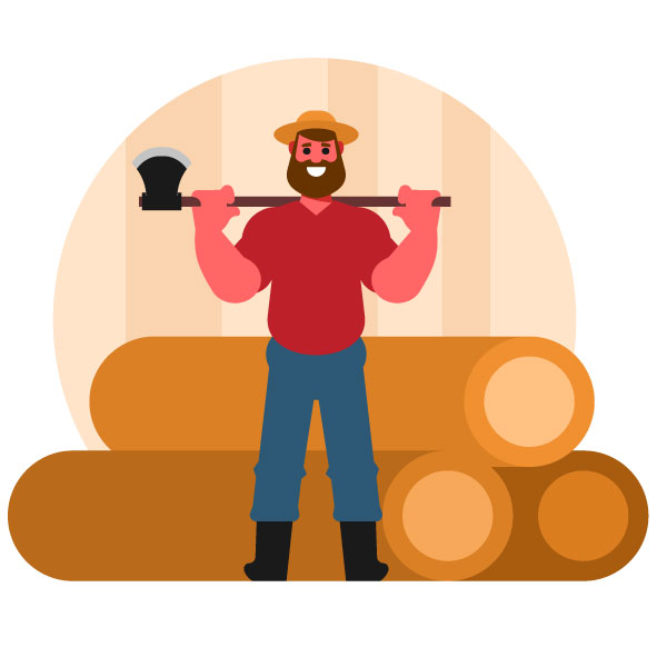 Lächelnder Holzfäller mit Axt