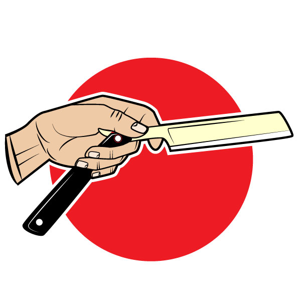 Die Rasierklinge in der Hand