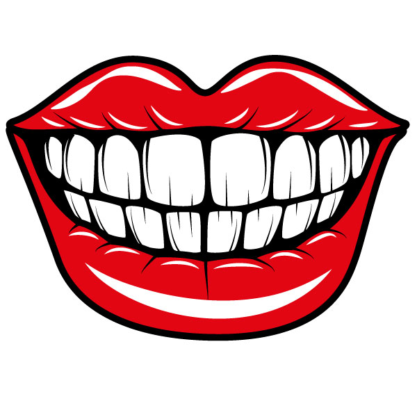 Sonrisa con labios rojos con dientes blancos