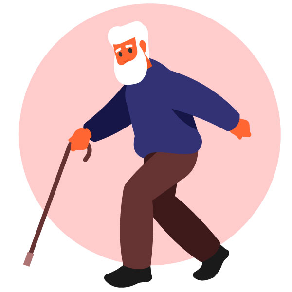 Hombre mayor con un bastón