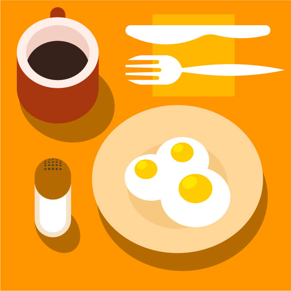 Frühstück am Tisch serviert