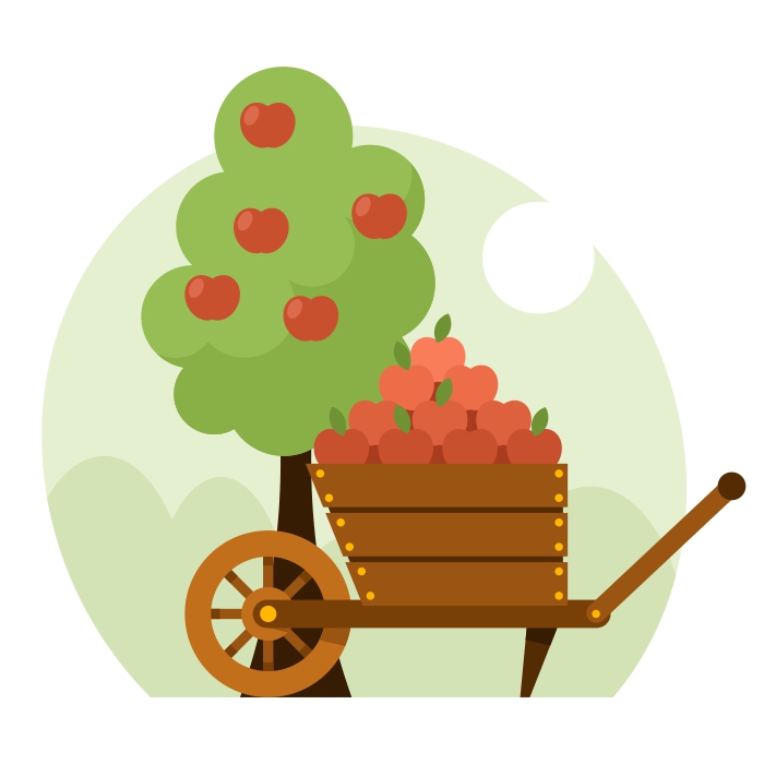Wagen mit Äpfeln