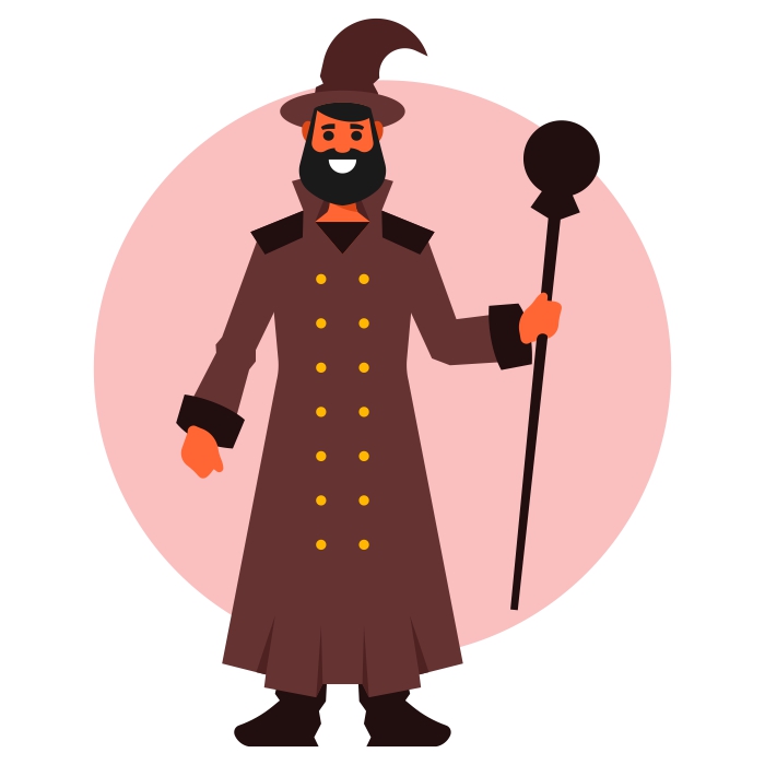 Mago con bastón mágico