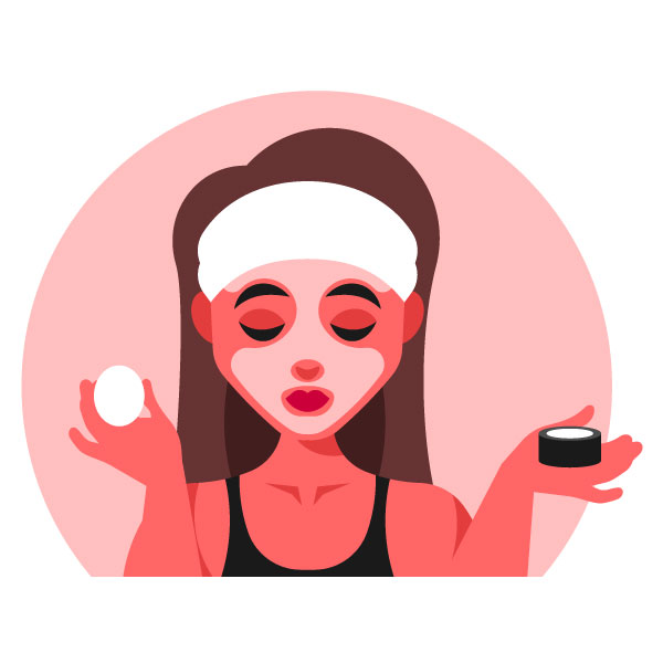 Mujer aplicando mascarilla de maquillaje