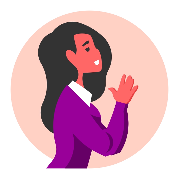 La mujer está rezando