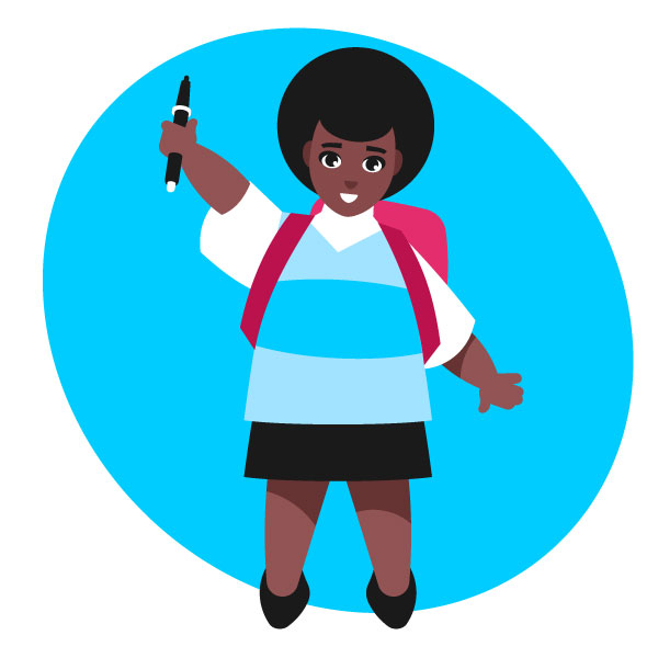 Niña negra va a la escuela