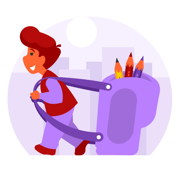 Glückliches Kind geht zur Schule