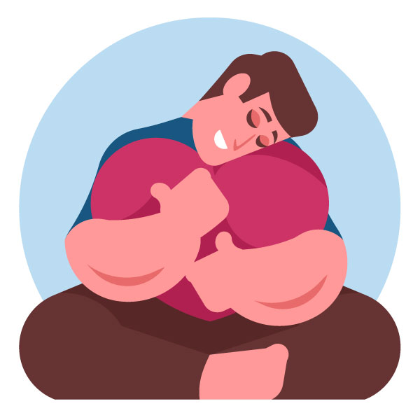 Hombre abrazando un corazón