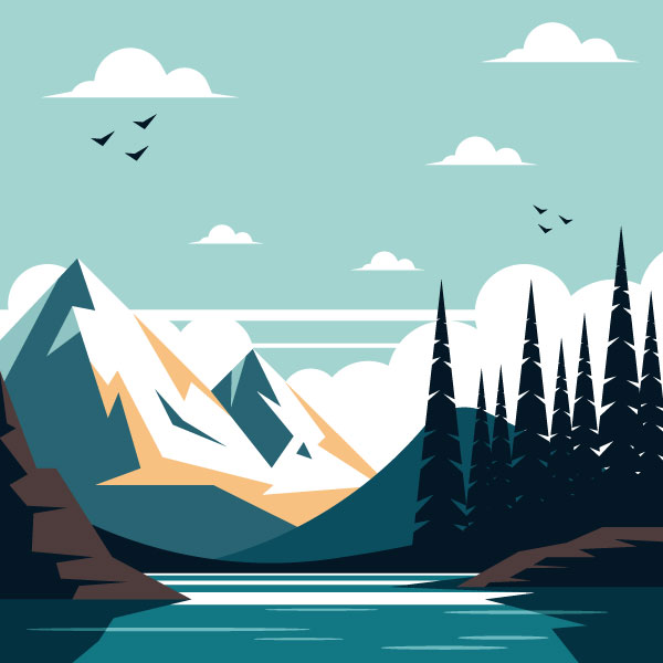 Fluss mit einem Berg im Hintergrund