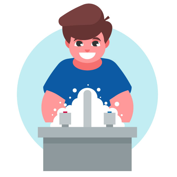 Adolescente se lava las manos