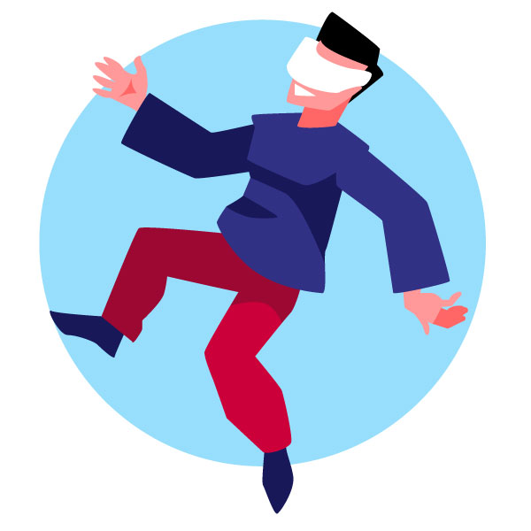 Hombre camina con gafas VR