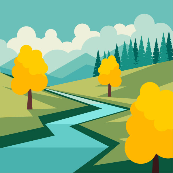 Paisaje otoñal con un río